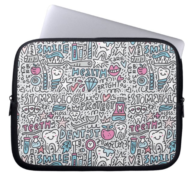 Dental Cartoon Pattern Laptop Sleeve (Front)