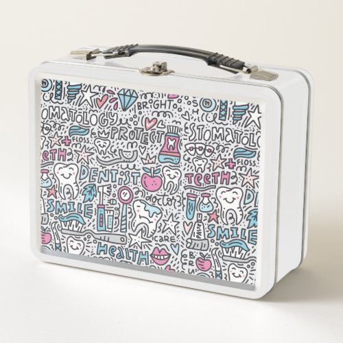 Dental Cartoon Pattern Metal Lunch Box