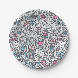 Dental Cartoon Pattern Paper Plates