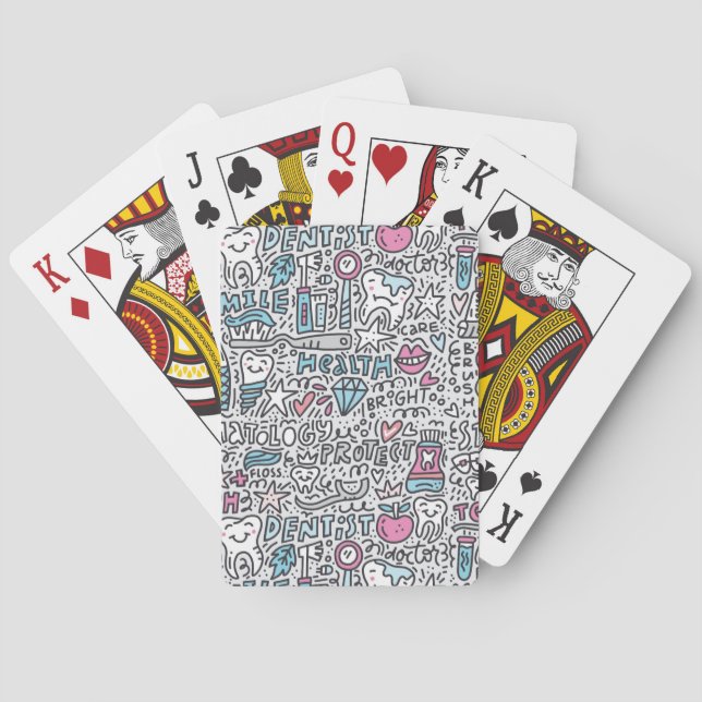Dental Cartoon Pattern Poker Cards (Back)