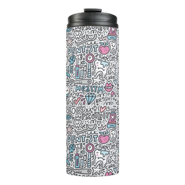 Dental Cartoon Pattern Thermal Tumbler (Front)