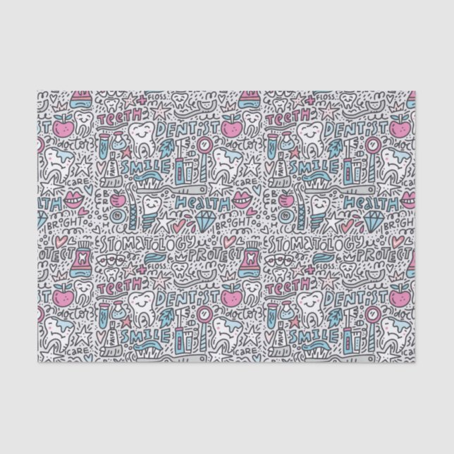 Dental Cartoon Pattern Tissue Paper (Front)