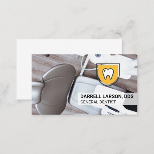 Dental Chair  Tooth Shield Icon Business Card