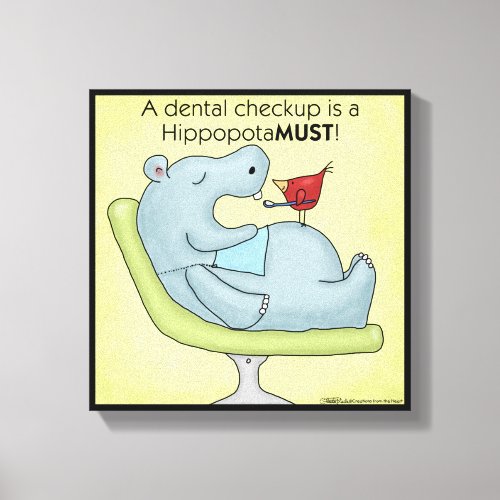 Dental Checkup Hippopotamus Canvas Print