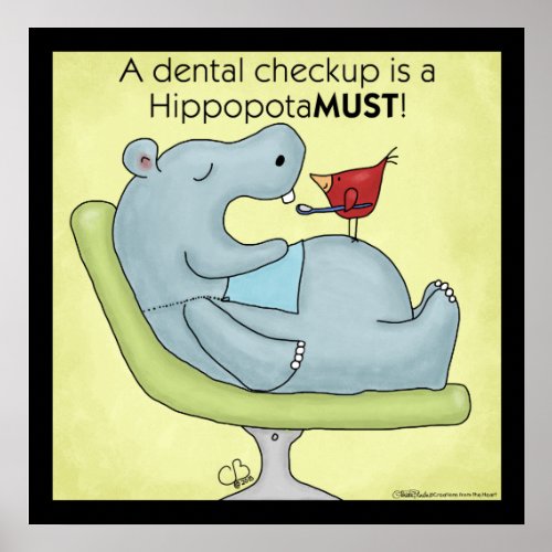 Dental Checkup Hippopotamus Poster