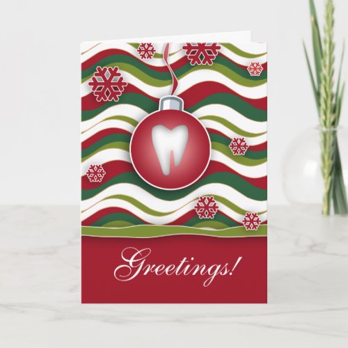 Dental Christmas Card Red Retro Waves 1