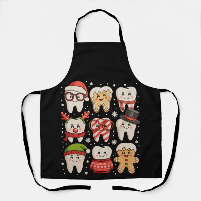 Dental Christmas Cute Teeth Dentist Santa Hat Xmas Apron (Front)