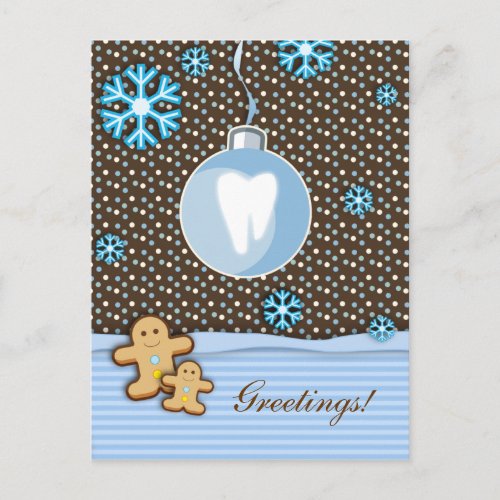 Dental Christmas Postcard Gingerbread Blue