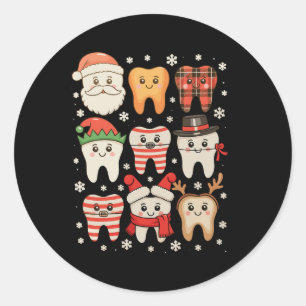 Dental Christmas Teeth Squad Cute Dentist Crew Xma Classic Round Sticker