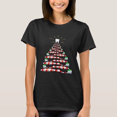 Dental Christmas Tooth Brush Christmas Tree T-Shirt
