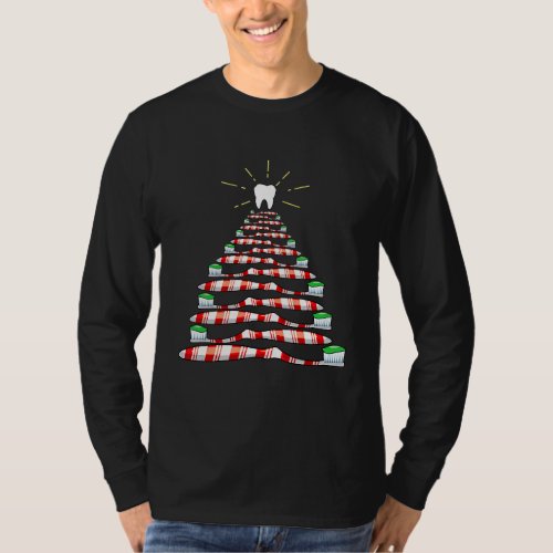 Dental Christmas Tooth Brush Christmas Tree T-Shirt