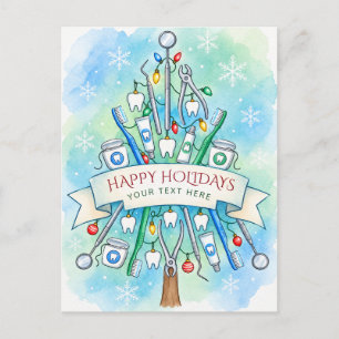 Dental Christmas Tree Dentist Christmas Holiday  Postcard