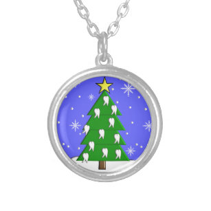 Dental Christmas Tree  Silver Plated Necklace