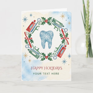 Dental Christmas Wreath Dentist Christmas Holiday  Card