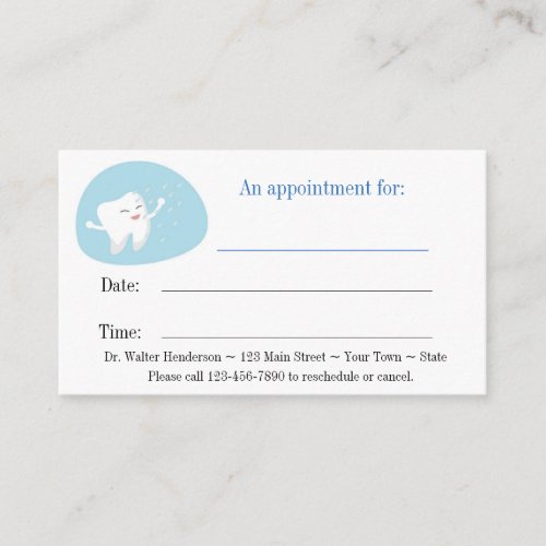 Dental Cleaning Appointment Card