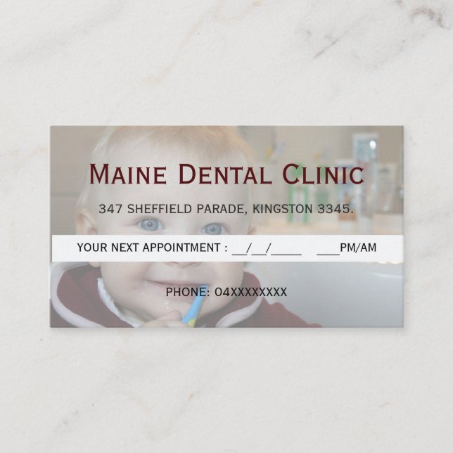 Dental Clinic Brushing Teeth Appointment Card (Front)
