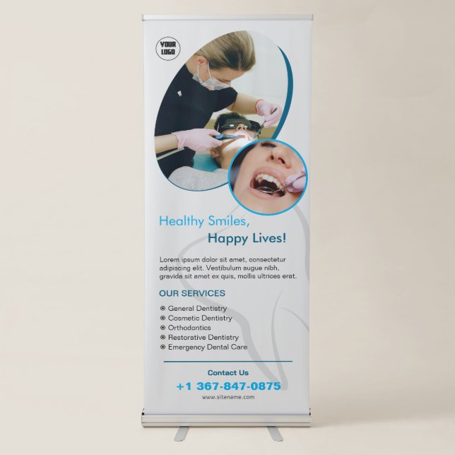 Dental Clinic Custom Vertical Retractable Banner (Front)