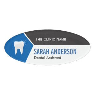 Dental Clinic Dentist Assistant with Tooth Logo Name Tag