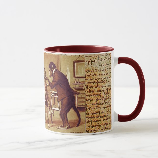 DENTAL CLINIC, DENTIST MONKEY AND CAT  Parchment Mug (Right)