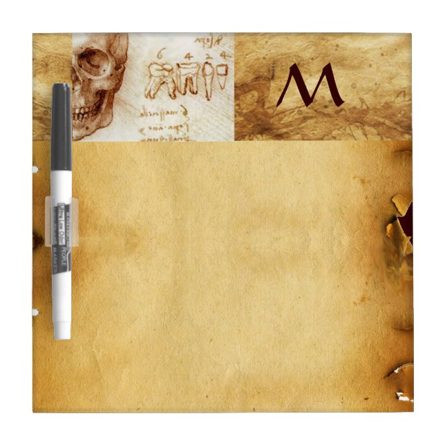 DENTAL CLINIC ,DENTIST MONOGRAM ,Antique Parchment Dry-Erase Board (Front)