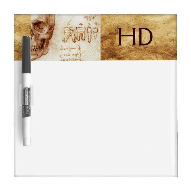 DENTAL CLINIC ,DENTIST MONOGRAM ,Antique Parchment Dry Erase Board (Front)