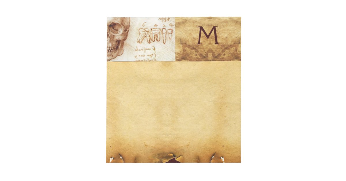DENTAL CLINIC ,DENTIST MONOGRAM ,Antique Parchment Notepad Zazzle
