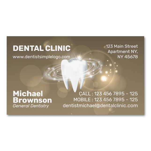 Dental Clinic Dentist Simple Teeth Whitening Business Card Magnet (Front)