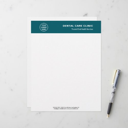 Dental Clinic Dentist Teal Professional Logo Letterhead