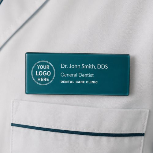 Dental Clinic Dentist Teal Professional Logo Name Tag