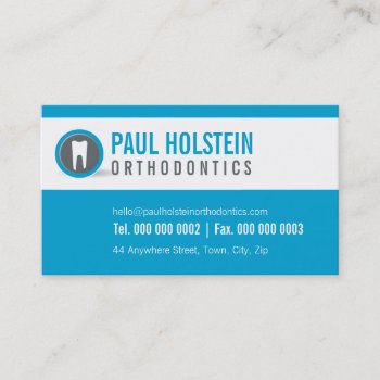 Dental Clinic Logo Modern Tooth Dentist Blue Business Card by edgeplus at Zazzle