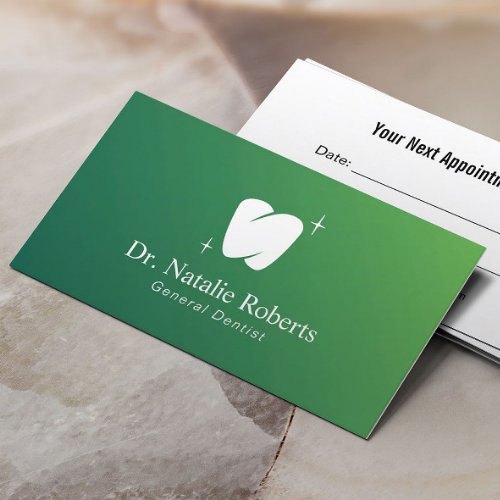 Dental Clinic Modern Tooth Logo Green Dentist Appointment Card