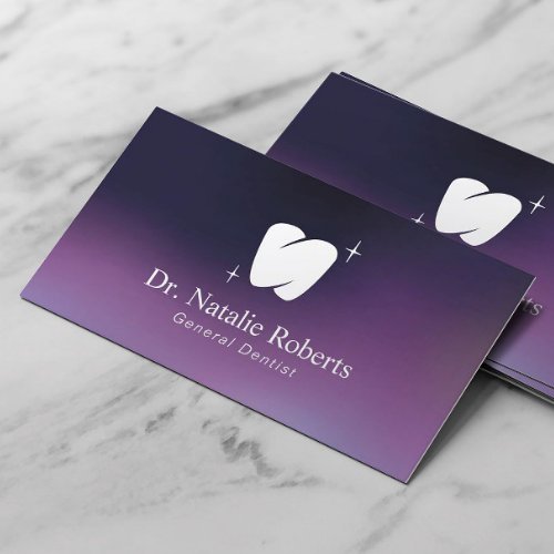 Dental Clinic Modern Tooth Logo Purple Dentist App Appointment Card