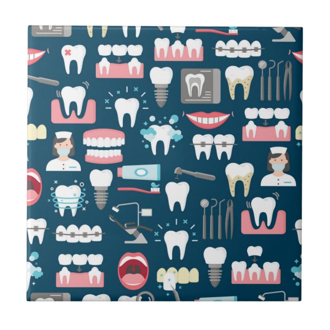 Dental Clinic Office Pattern Ceramic Tile (Front)