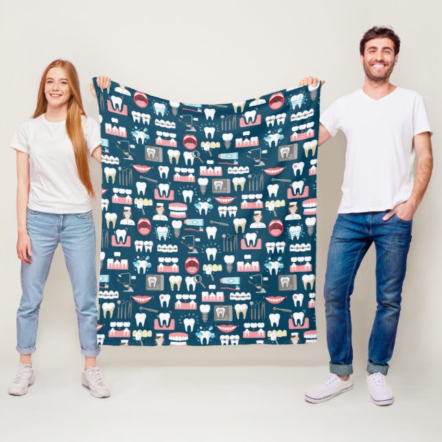 Dental Clinic Office Pattern Fleece Blanket (In Situ)