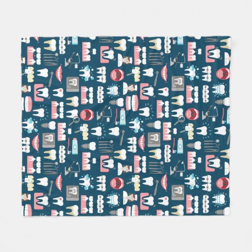 Tooth Dentistry Dentist Dental Pattern Print Blanket