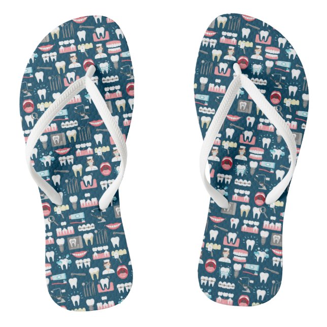 Dental Clinic Office Pattern Flip Flops (Footbed)