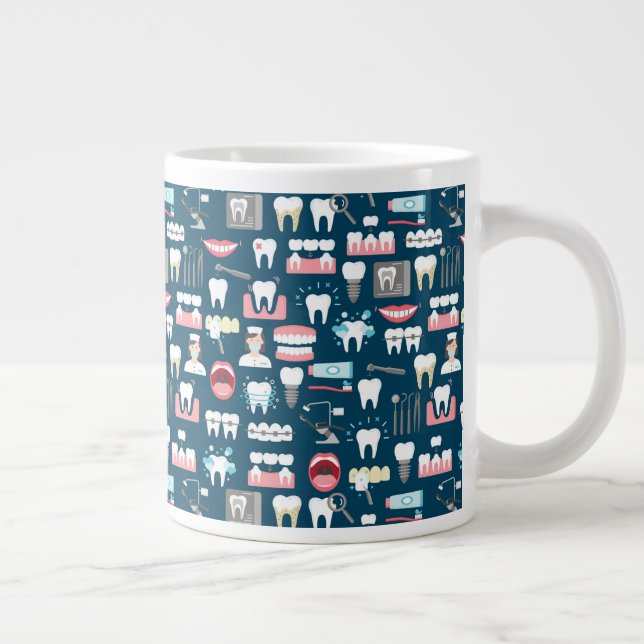 Dental Clinic Office Pattern Giant Coffee Mug (Right)