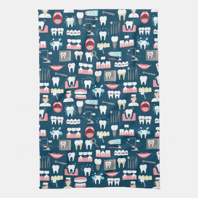 Dental Clinic Office Pattern Kitchen Towel (Vertical)