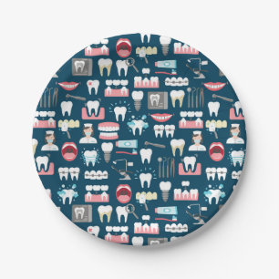 Dental Clinic Office Pattern Paper Plates