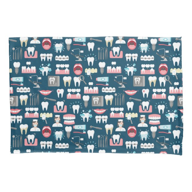Dental Clinic Office Pattern Pillow Case (Front-Left)
