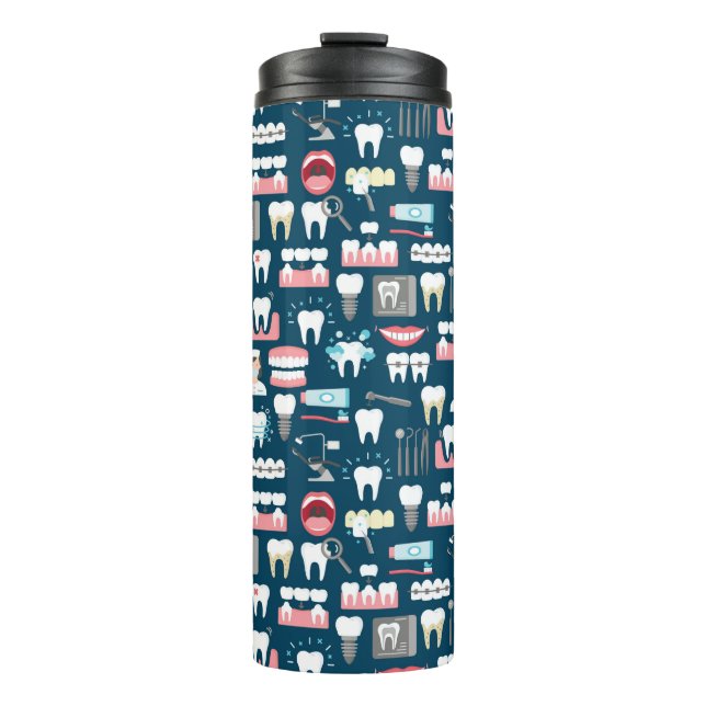 Dental Clinic Office Pattern Thermal Tumbler (Front)