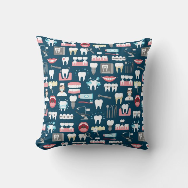 Dental Clinic Office Pattern Throw Pillow (Front)