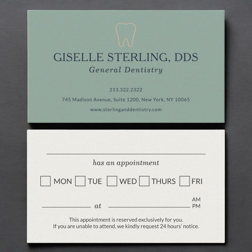 Dental Clinic Sage Green Office Appointment Card