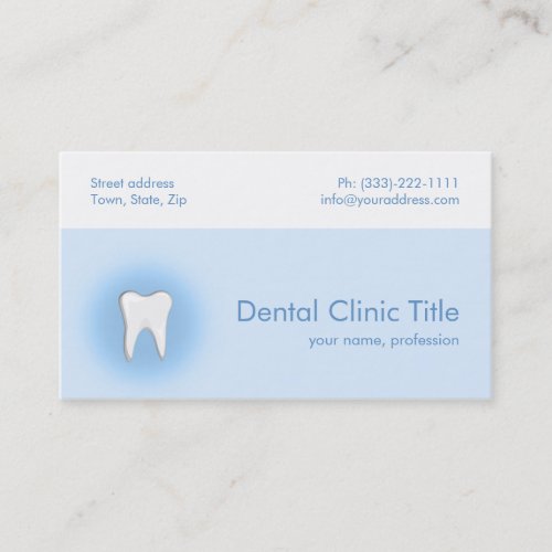Dental Clinic Simple Blue White Tooth Card