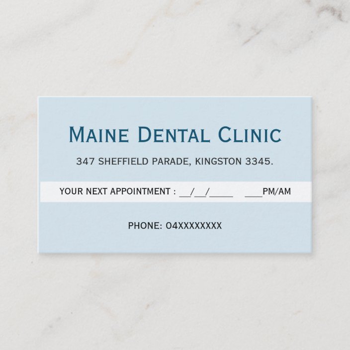 Dental Clinic Tooth Appointment Reminder Card Blue