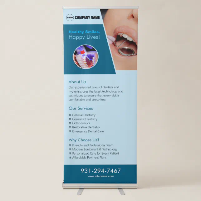 Dental Clinic Vertical Retractable Banner | Zazzle