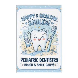 Dental Clinic Wall Art Tooth Cartoon Kids Decor