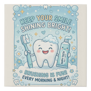 Dental Clinic Wall Art Tooth Cartoon Kids Decor