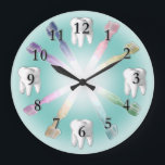 Dental Clock with Changeable Background Color<br><div class="desc">A very pretty mint green look dental clock with a changeable background color. Simply click on customize it and change the color,  or,  even add a background picture.</div>