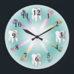 Dental Clock with Changeable Background Color<br><div class="desc">A very pretty mint green look dental clock with a changeable background color. Simply click on customize it and change the color,  or,  even add a background picture.</div>